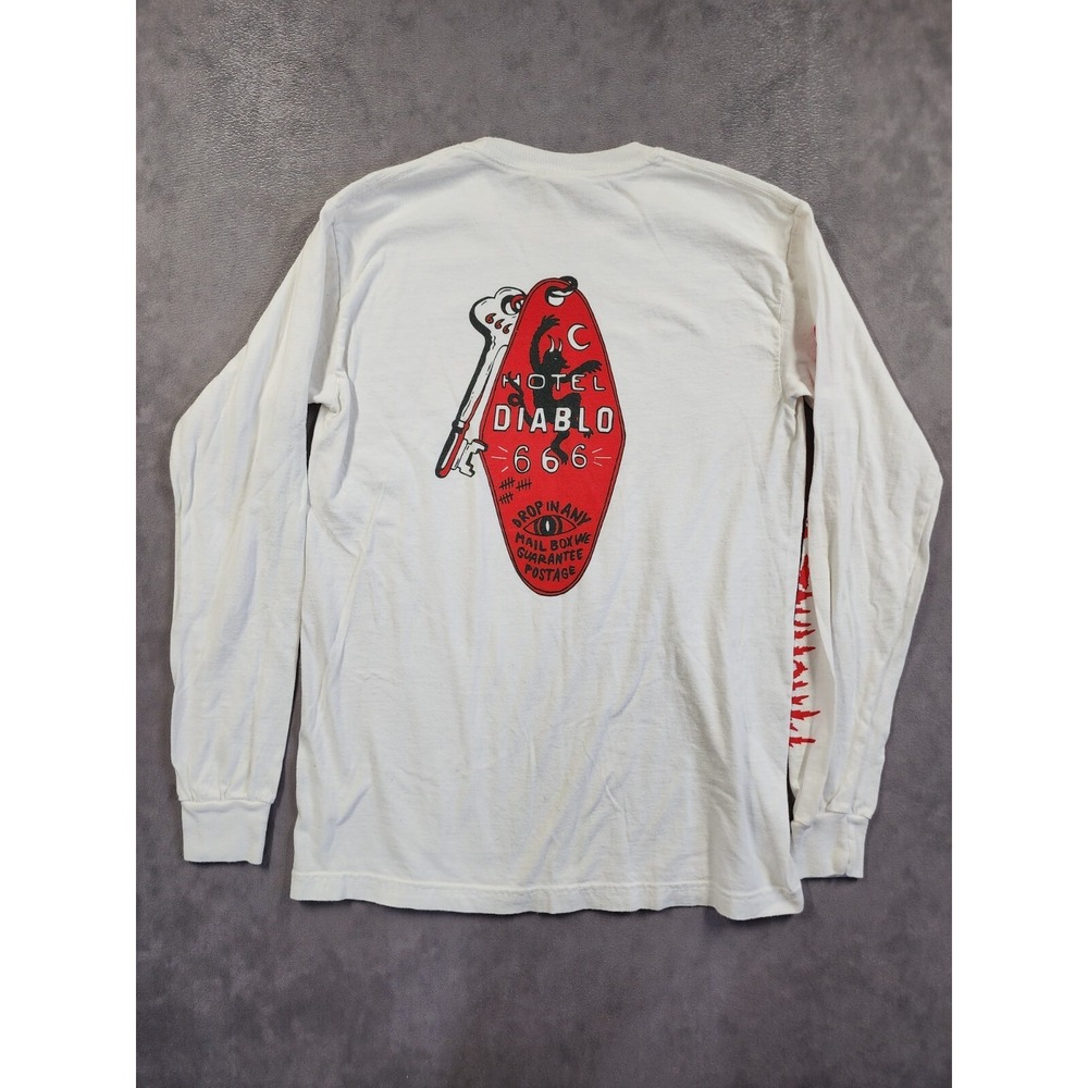 Machine Gun Kelly Hotel Diablo Graphic Long Sleeve T-Shirt Small White